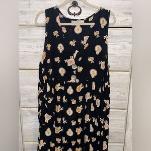 Kamellia By Desire Black Long Floral/Teacup Dress